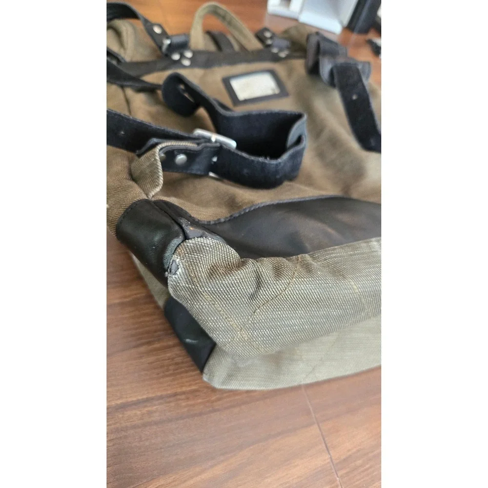The Brothers Bray & Co Canvas Leather Rucksack Backpack Olive Green Mens‎ Bag